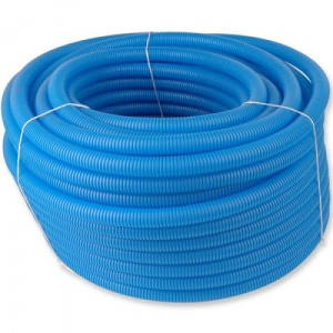 Труба гофрированная ПНД для 16-й полимерной трубы, синяя, бухта 50 метров