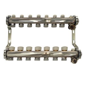 Коллекторный блок с балансировочными и термостатическими клапанами 1"x3/4"EU x7, в комплекте ручн.воздухоотводчик, сливн.кран