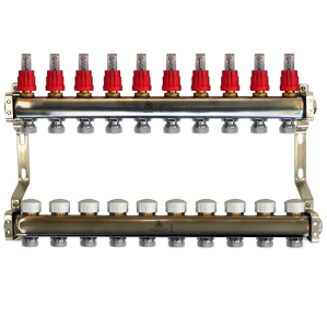 Коллекторный блок с расходомерами и термостатическими клапанами 1"x3/4"EU x10