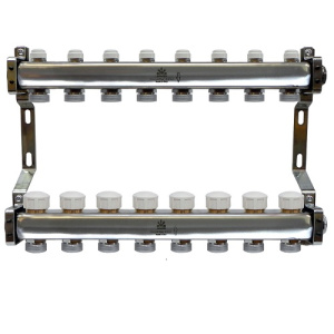 Коллекторный блок с балансировочными и термостатическими клапанами 1"x3/4"EU x8