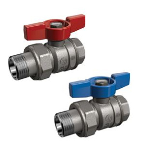 Кран шаровой с отводом полнопроходной, ВР-НР, хромированный, ручка - бабочка красная. 1/2"x1/2"