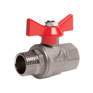 Кран шаровой (ручка-бабочка) 1/2" внутренняя - наружная резьба