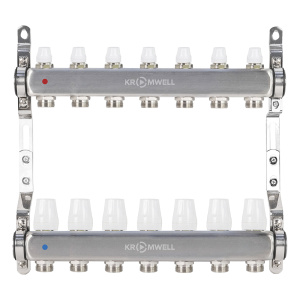 Блок коллекторный из нерж. стали с балансировочными и термостатическими клапанами 1"x3/4"EU x7