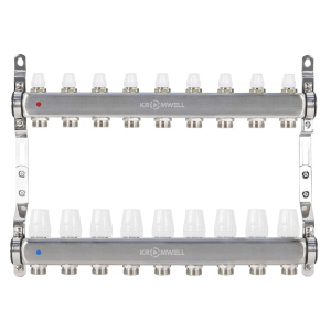Блок коллекторный из нерж. стали с балансировочными и термостатическими клапанами 1"x3/4"EU x9