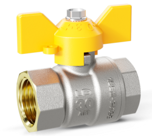 Кран шаровой латунный LD Pride 47.32.В-В.Б GAS Ду 32 Ру 25 бабочка