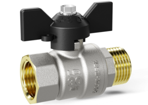 Кран шаровой латунный LD Pride 47.32.В-Н.Б Ду 32 Ру 25 бабочка