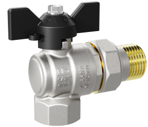 Кран шаровой латунный LD Pride 47.25.В-ГШ.У.Б угловой, вн.резьба/"американка", ручка-бабочка, 1"