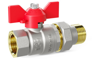 Кран шаровой Pride 47.20.В-ГШ.Б латунный, Ду20, Ру40, ручка бабочка, цвет ручки красный LD