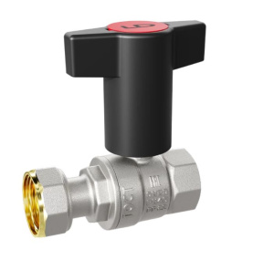 Кран шаровой латунный с накидной гайкой Pride 47.20.В-НкГк., Ду 20, Ру 40, с Т-рукояткой (Red + Blue) LD