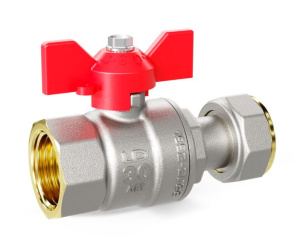 Кран шаровой латунный с накидной гайкой LD Pride 47.15.В-НкГк.Б Ду 15 Ру 40 бабочка (red)