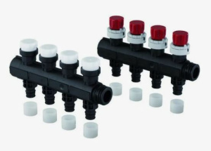 Коллектор с клапанами Vario plus пластиковый, выходы 6X 20X2,0 Q&E '1С