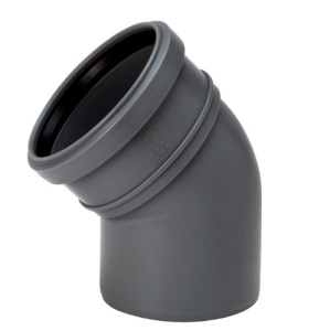 ОТВОД КАНАЛИЗАЦИОННЫЙ ОДНОРАСТРУБНЫЙ Д.50ММ 45ГР СЕРЫЙ '20А