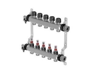 Коллектор с расходомерами стальной, выходы 2x3/4 Евроконус '1И