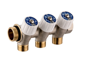 Коллектор SH 3/4" с вентилями НР/ВР 3x1/2"НР, ц/ц 38мм '5И