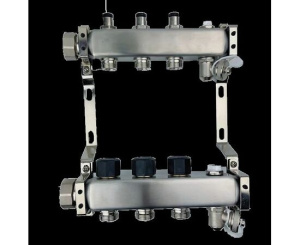 Коллектор UN с клапанами стальной с накидной гайкой, выходы 2x3/4" Евроконус '1И