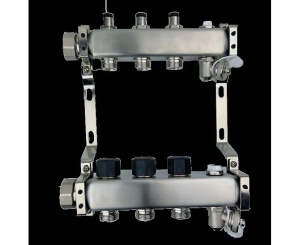 Коллектор UN с клапанами стальной с накидной гайкой, выходы 7x3/4" Евроконус '1Ф