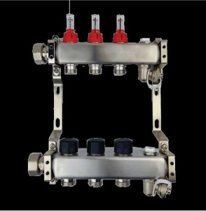 Коллектор UN с расходомерами стальной с накидной гайкой, выходы 12x3/4 Евроконус '1Ф