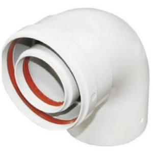 Колено коаксиальное 90°, ф80/125 мм, дымовая часть - ПВХ, воздушная часть - ПВХ Ferroli