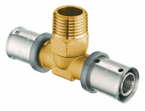 Пресс-тройник 16х2-1/2"(НР)-16х2, латунь (аналог 59131601) FAR