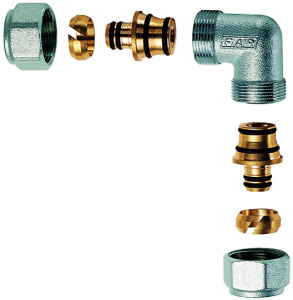 Угольник 1" с двумя концовками для м/п труб 26х3