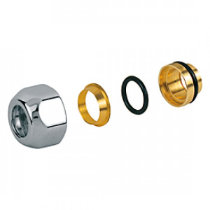 Переходник хромированный, 16 x 16, с глянцевой поверхностью, для металлической (медной) трубы