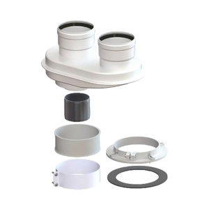 Комплект дымохода адаптер ф60/100х80/80 мм, хомут, фланец, проставка 60 мм, алюминий Gekon