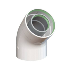 Колено ф60/100 мм, 45°, алюминий Gekon