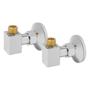 Уголок квадратный с накидной гайкой 1/2"х3/4", полированный, в комплекте 2 шт Grota