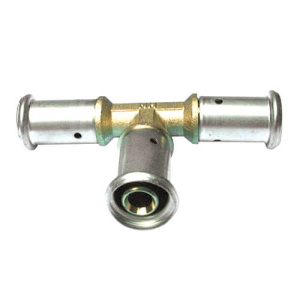 Тройник переходный уменьшенный в центре, латунь пресс, 26x16x26