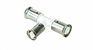 Тройник переходный уменьшенный в центре, ПВДФ пресс, 26х16х26, цвет белый Henco