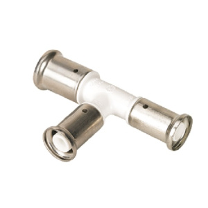 Тройник переходный уменьшенный с двух сторон, ПВДФ пресс, 26х16х16, цвет белый Henco