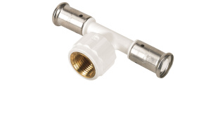 Тройник ВР, ПВДФ пресс, 32х3/4"х32, цвет белый Henco