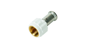 Муфта ВР, ПВДФ пресс, 20х1/2", цвет белый Henco