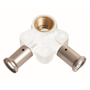 Водорозетка угловая, ВР, ПВДФ пресс, 16х1/2"х16 (40 мм), цвет белый Henco