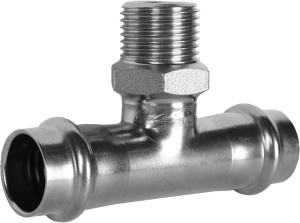 Пресс-тройник из нержавеющей стали с переходом на наружную резьбу 54x1"x54, Kromwell