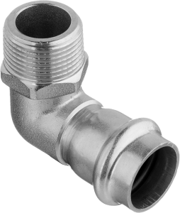 Пресс-угольник 90°, из нержавеющей стали, с переходом на наружную резьбу, 18х3/4" Kromwell