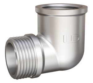 Угол 90 гр Pride DN25 (1"), ВР/НР, латунь никель LD