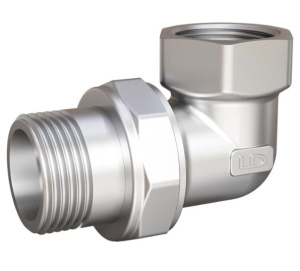 Сгон разъемный угловой (американка) Pride DN20 (3/4"),ВР/НР, латунь никель LD