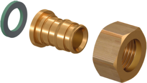 Штуцер с накидной гайкой латунный для труб PE-Xa 20-G3/4"НГ, тип 2 '50Ф