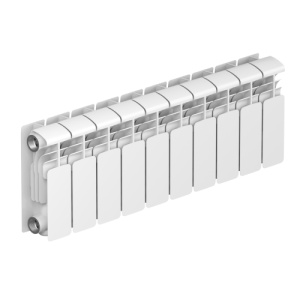 Радиатор алюм Rifar Alum 200 10 секций, подкл боковое, RAL 9016 глянцевый