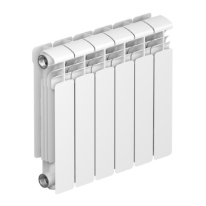 Радиатор алюм Rifar Alum 350 6 секций, подкл боковое, RAL 9016 глянцевый