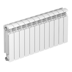 Радиатор алюм Rifar Alum 350 12 секций, подкл боковое, RAL 9016 глянцевый