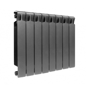 Радиатор биметалл Rifar Monolit 500 8 секций, подкл боковое, антрацит матовый