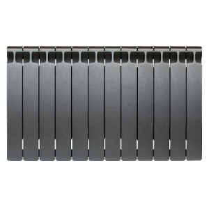 Радиатор биметалл Rifar Monolit 500 12 секций, подкл боковое, антрацит матовый