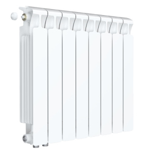 Радиатор биметалл Rifar Monolit Ventil 500 7 секций, подкл нижнее левое, RAL 9016 глянцевый