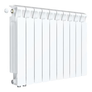 Радиатор биметалл Rifar Monolit Ventil 500 9 секций, подкл нижнее левое, RAL 9016 глянцевый